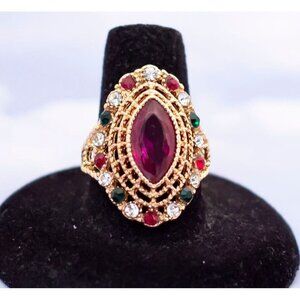 Vintage Victorian Pink Tourmaline Navette Ring - S13